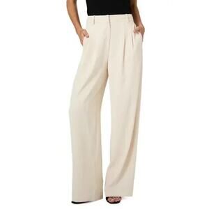 French Connection Cream Wide Leg Pleated High Waist Trouser Career Pants